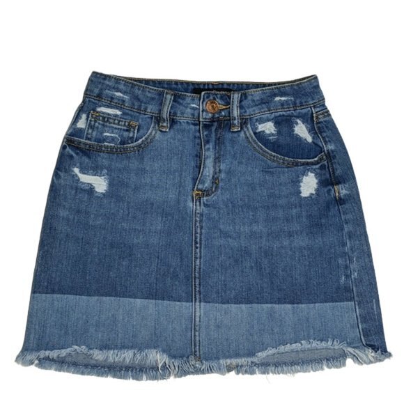 Refuge Skirt Women X-Small Distressed Denim Mini Jeans Navy Two-tone XS - Picture 1 of 4
